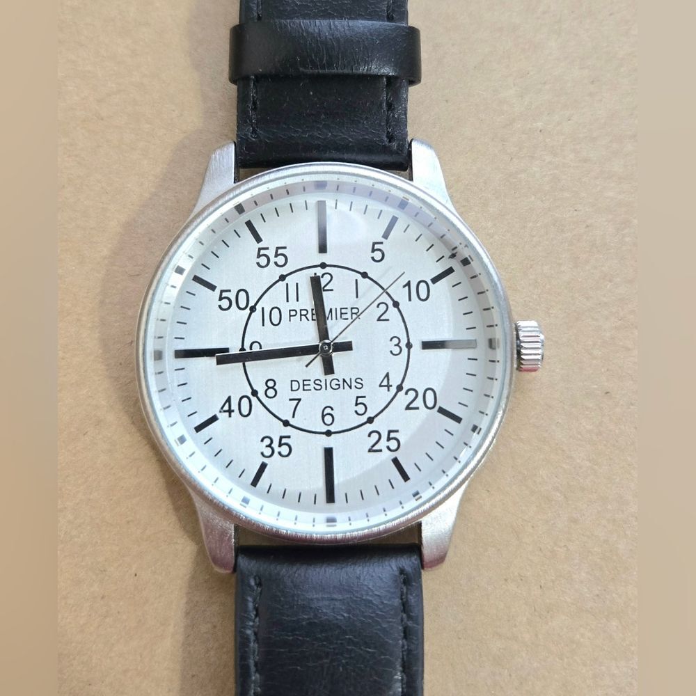 Premier Designs Men's Black Leather Strap Watch